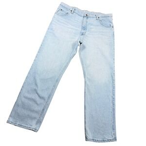 Wrangler Premium Quality Mens 38x30 Light Wash Stretch Straight Leg Casual Jeans